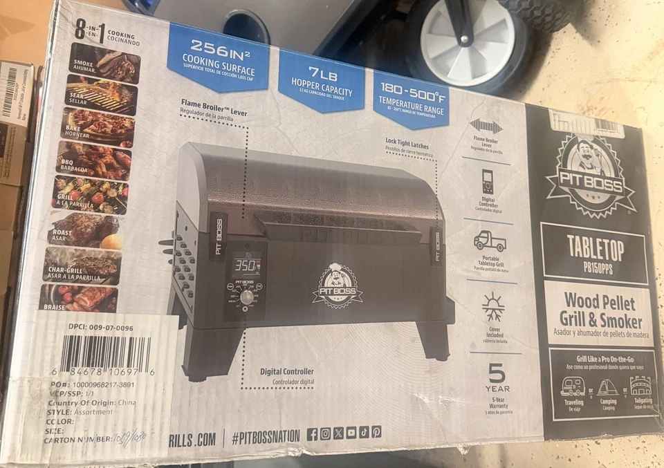 PIT BOSS PB150PPS 桌顶木果烤架便携式/电动烟熏器-全新  — 第 1/1 张图片