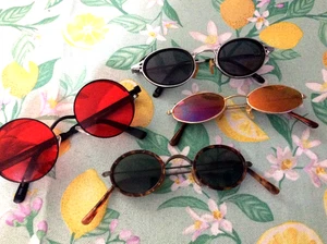 4 pr Steampunk Victorian Sunglasses Oval Round Ozzy Retro Costume Accessory Prop - Picture 1 of 6