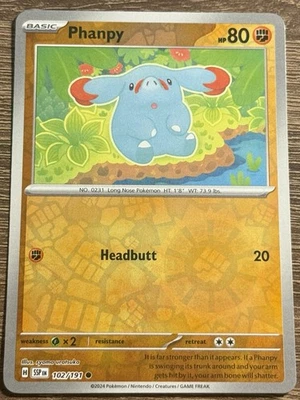 Phanpy 102/191 Sv08: Surging Sparks Reverse Holo NM/M (L) - Image 1 of 2