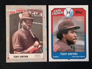 1988 & 1989 TONY GWYNN FLEER STAR STICKER#123 & TOPPS CAPT.CRUNCH#5 HOF. PADRES - Picture 1 of 5