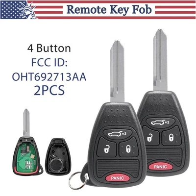 2 Repuestos Para Jeep Liberty 2006 2007 2008 2009 2010 Mando a Distancia Coche Llavero 4Btn Foto 1 de 4