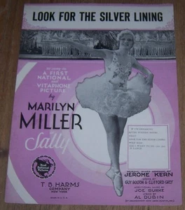 Look for the Silver Lining Sally Marilyn Miller 1920 Movie Sheet Music - Picture 1 of 1