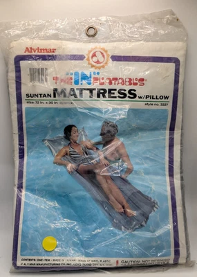Vintage Alvimar Inflatables Mattress w Pillow No. 3227 72x30in New Sealed - Image 1 of 4