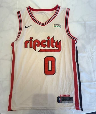 2019-20 Portland Trail Blazers #0 Damian Lillard City Jersey (Cream) size 50 (L) - Image 1 of 3