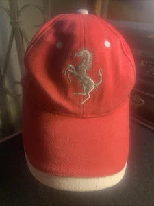 VTG Ferrari Hat Cap Strap Back RED WHITE Sports Car Official TAG Numbered 1990s - Picture 1 of 10