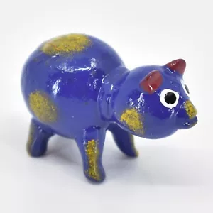 Handmade Oaxacan Wood Carving Folk Art Miniature Bear Bobble Tail Figurine - Imagen 1 de 5