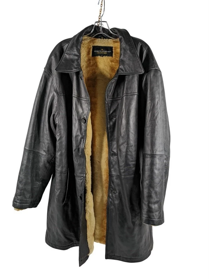 Abrigo Chinchilla Stacy Adams Cuero Negro/Imitación De Colección Foto 1 de 4