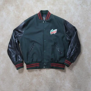 Vintage Mountain Dew Varsity Jacket Men's XL Mtn Dew Green Black Snap button - Picture 1 of 12