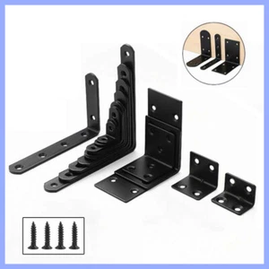 Corner Braces Brackets Right Angle L Shape Stainless Steel Black Bracket New - Picture 1 of 18