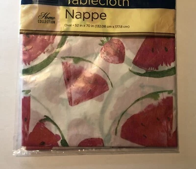 Home Collection Table Cloth Cover Oval Shape Watermelon Print 52x70” 122724SA1D - Image 1 of 4