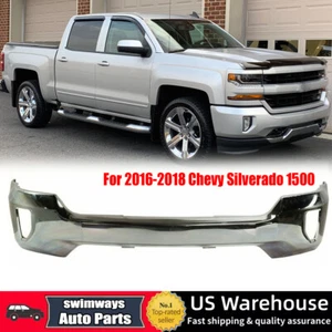 NEW Chrome - Front Bumper For 2016-2018 Chevrolet Silverado 1500 Replacement - Picture 1 of 12