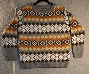 Haute Rogue Mens Sweater Sz S Multicolor Argyle Print Long Sleeve Menlo - Picture 1 of 10