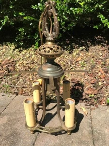antique brass lightolier chandelier - Picture 1 of 5