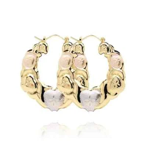 18k Layered Real Gold Filled Multi colors Hoop Earrings 65mm - Picture 1 of 3