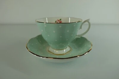 Royal Albert полька роза официальный винтажный чайная чашка и блюдце комплект новом зеленый роза - Изображение 1 из 4