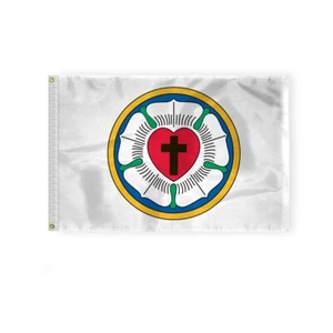 2x3FT Luther Rose Lutheranism Religious Flag Heart Gift , Brass Grommets, 200D - Picture 1 of 1