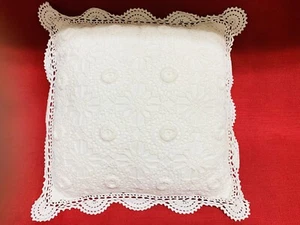 100% Cotton Lace Decorative Throw Pillow 12”square - Picture 1 of 4