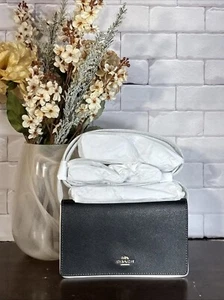 Coach Anna Foldover Clutch Crossbody Bag Black - Picture 1 of 6