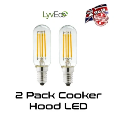 LYVECO Cooker Hood LED Lamp Light Bulb 4W - SES E14 40W Replacement 2 Pack *UK Supplier