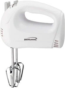 Brentwood Electric Hand Mixer Lightweight 5-Speed White New - Picture 1 of 10