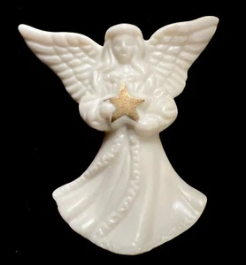 Vintage Lenox Angel with Gold Star White Porcelain Brooch 1 3/4” L - Picture 1 of 4