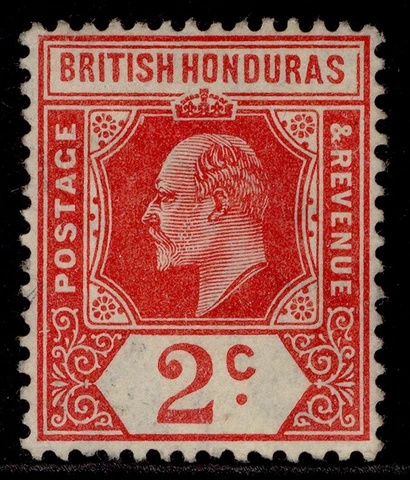 BRITISH HONDURAS EDVII SG96, 2c carmine, LH MINT. Cat £19 Cover