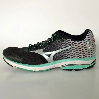 Mizuno Wave Rider 18 Womens US Size 12 410656.9073 Black Teal Running Shoes - Image 1 of 4