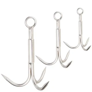 3 PCS Grappling Hook Stainless Steel 3-Claw Hook Heavy Duty Anchor Hook Set- - Picture 1 of 7