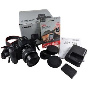 Canon EOS M50 24.1 MP Mirrorless w EF-M 15-45mm IS STM + 128GB SD * 2K CLICKS*