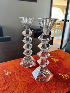 Vintage Shannon Crystal Candle Holders Set – Made in Slovakia - Heavy Cut Glass - Picture 1 of 11