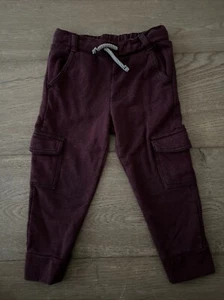 Cat & Jack Toddler Boy Burgundy Cargo Sweat Pants Size 3T - Picture 1 of 3