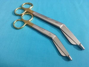 2 tijeras de vendaje SuperCut Lister de 5,5"" + 7,25"" instrumentos quirúrgicos de mango dorado - Imagen 1 de 3