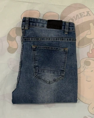 Akademiks Boy's Jeans Size 18 Light Blue Distressed Moto Straight Mid Rise Denim - Image 1 of 4