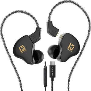KBEAR KS1 USB C Headphones Wired Earbuds, Crystal Clear with Mic, C-Black - Picture 1 of 6