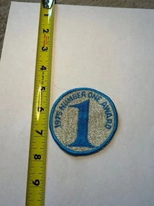 Vintage 1973 Number One Award Patch Blue & Silver Embroidered Emblem - Picture 1 of 2