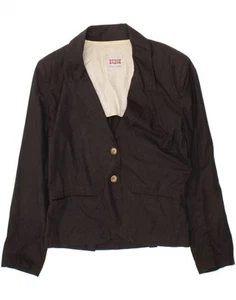 SISLEY Womens 2 Button Blazer Jacket UK 14 Medium Black Cotton BA12 - Picture 1 of 3