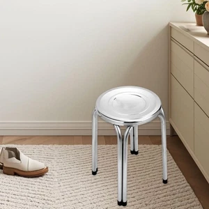 Stacking Stool Round Portable Sturdy Furniture Backless Metal Non Slip Bar Stool - Picture 1 of 6