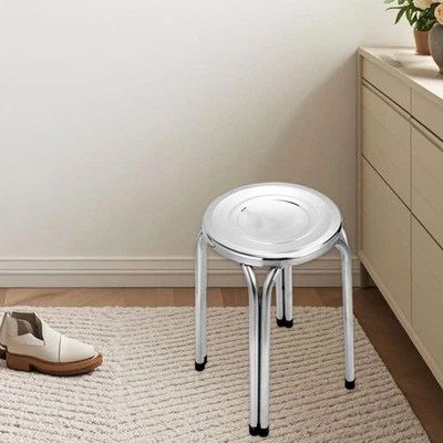 Stacking Stool Round Portable Sturdy Furniture Backless Metal Non Slip Bar Stool - Image 1 of 4