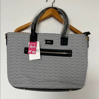 Bolso de Hombro Trina Turk Estampado Cuero Vegano Negro Blanco Nuevo con Etiquetas Foto 1 de 4