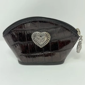 Brighton Croco Leather Zippered Coin Pouch- Black - Picture 1 of 10