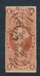 UNITED STATES (US) R73a USED FINE IMPERF $1 MORTGAGE - Picture 1 of 2