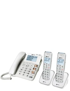 Big Button Corded And Twin Cordless Phone Set With Intergral by Geemarc Telecom - Picture 1 of 1