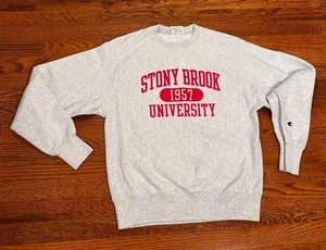 Felpa Pullover Vintage Champion Reverse Weave Stony Brook University Small - Foto 1 di 7