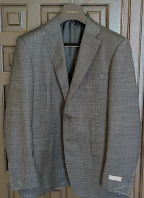 CANALI Siena Denim Effect Suit Jacket Blazer, Grey, Size 40 R (50 EU) - Image 1 of 4