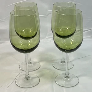 Set/4 Pier 1 mundgeblasene Pantiago Olivenschale klarer Stiel Weingläser 9 1/4" - Bild 1 von 8