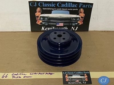 RESTAURADO 66 CADILLAC 365/390/429 MOTOR A/C BOMBA DE ÁGUA POLIA TRIPLA (3) RANHURA - Imagem 1 de 4