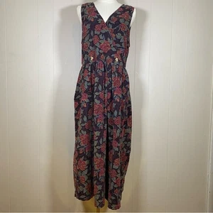 Maxi Vestido Midi Vintage Años 90 Eddie Bauer Floral Pana Sin Mangas Talla Mediana - Imagen 1 de 10