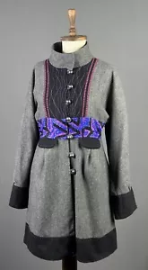 CUSTO BARCELONA Gray Wool Lined Silver Button Jacket Coat Size 42 - Picture 1 of 12