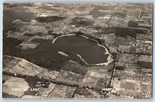 Hart Michigan MI Postcard RPPC Photo Crystal Lake Aerial View c1950's Vintage