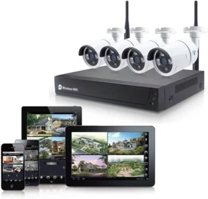 TELECAMERA WI-FI ESTERNO, KIT VIDEOSORVEGLIANZA WIRELESS, 4 CANALI FULL HD IP - Foto 1 di 8